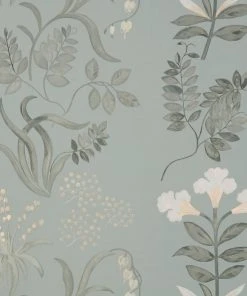 Liberty Fabrics Copy Of Botanical Stripe Wallpaper, Pewter Les Jardins Royaux