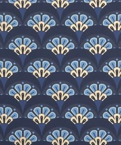 Liberty Fabrics New Deco Scallop Wallpaper In Lapis