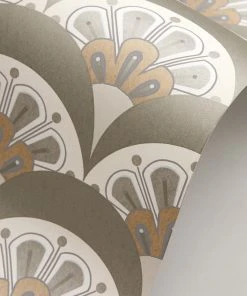 Liberty Fabrics Deco Scallop Wallpaper In Pewter White
