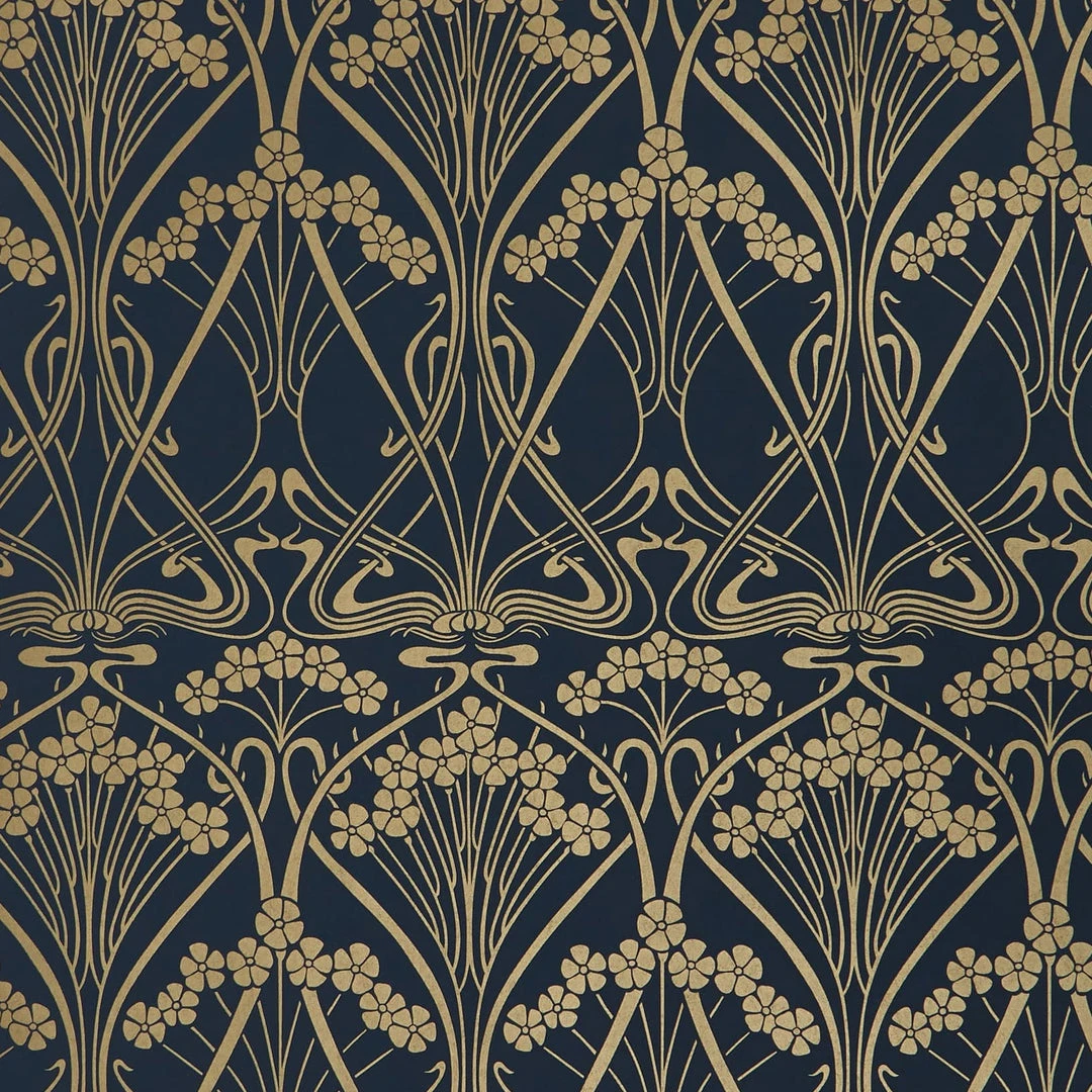 Liberty Fabrics Lanthe Mono Wallpaper in Lapis - Floral Block Print Wallpaper for Home Decor 3 Liberty Fabrics Lanthe Mono Wallpaper In Lapis New