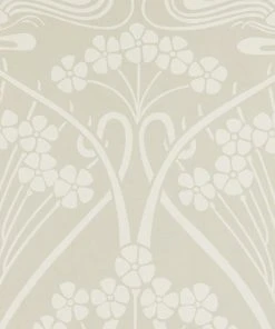 Liberty Fabrics Lanthe Mono Wallpaper in Pewter White | Floral Block Print Wallpaper | New Arrival 12 Liberty Fabrics Lanthe Mono Wallpaper In Pewter White New