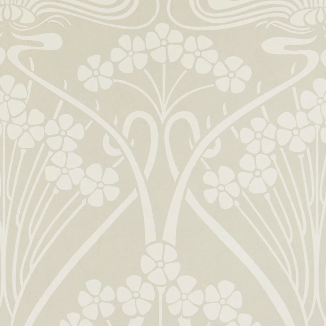 Liberty Fabrics Lanthe Mono Wallpaper in Pewter White | Floral Block Print Wallpaper | New Arrival 6 Liberty Fabrics Lanthe Mono Wallpaper In Pewter White New
