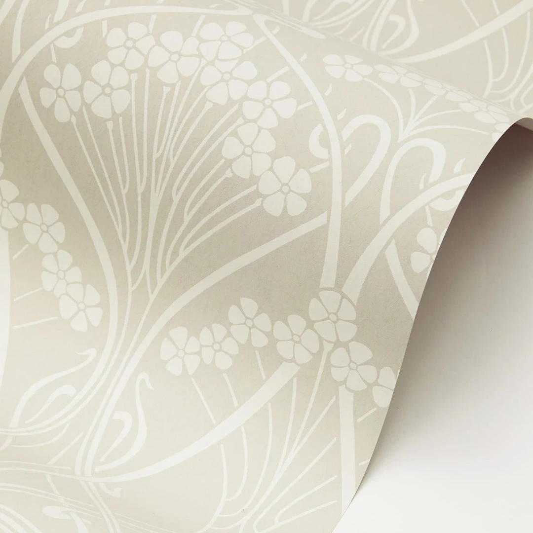 Liberty Fabrics Lanthe Mono Wallpaper in Pewter White | Floral Block Print Wallpaper | New Arrival 5 Liberty Fabrics Lanthe Mono Wallpaper In Pewter White New