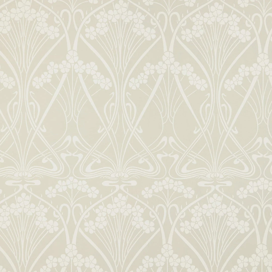 Liberty Fabrics Lanthe Mono Wallpaper in Pewter White | Floral Block Print Wallpaper | New Arrival 3 Liberty Fabrics Lanthe Mono Wallpaper In Pewter White New