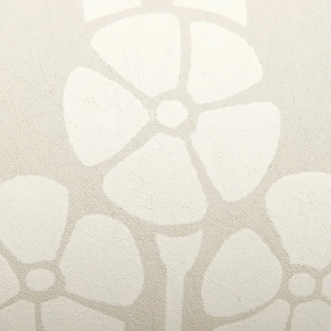 Liberty Fabrics Lanthe Mono Wallpaper in Pewter White | Floral Block Print Wallpaper | New Arrival 7 Liberty Fabrics Lanthe Mono Wallpaper In Pewter White New