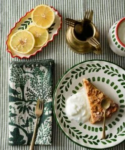 Mind The Gap Twill Stripe Green Table Cloth Les Jardins Royaux