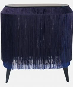 Ibride Baby Alpaga Fringed Bedside Table Electric Blue Bohemian Dream