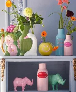 Rice By Rice Heron And Flower Ceramic Jug Vase