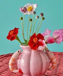 Rice By Rice Pink Prawn Ceramic Vase Rose & Thorn