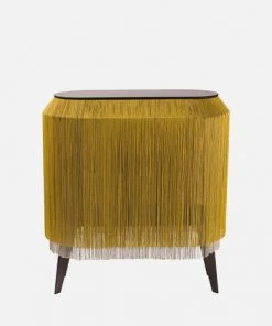 Ibride Baby Alpaga Fringed Bedside Table Chic Gold Bohemian Dream