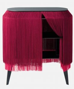 Bohemian Dream Ibride Baby Alpaga Fringed Bedside Table Carmine