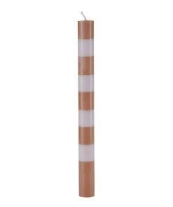 Cozy Living Candy Striped Dinner Candles - Ocher & Rose
