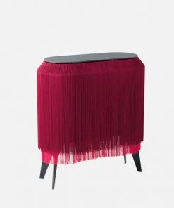 Bohemian Dream Ibride Baby Alpaga Fringed Bedside Table Carmine