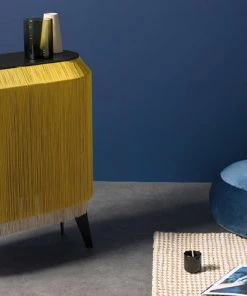 Ibride Baby Alpaga Fringed Bedside Table Chic Gold Bohemian Dream