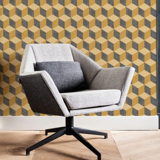 BN Building Blocks Wallpaper Mustard - Geometric Peel & Stick Wallpaper for Modern Home Decor 4 BN Building Blocks Wallpaper Mustard