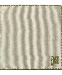 Mind The Gap Twill Green Striped Monogrammed Napkins, Set Of Two
