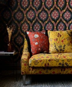 Mind The Gap Gypsy Ochre Linen Cushion Rose & Thorn