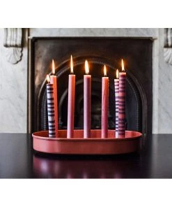 British Colour Standard Oval Metal Candle Platter - Brick Dust New