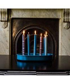 British Colour Standard Oval Metal Candle Platter - Petrol Blue