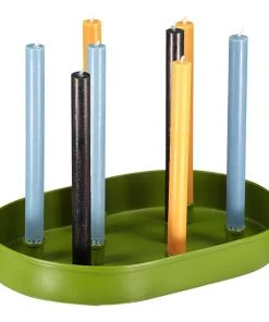 British Colour Standard New Oval Metal Candle Platter - Olive