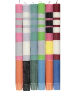 British Colour Standard Variable Stripes Mix Coloured Candles New