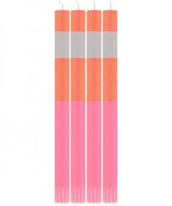 British Colour Standard New Striped Eco Dinner Candles, Orange Flame