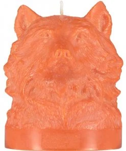 British Colour Standard Wolf Head Candle - Orange Flame New