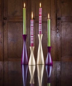 British Colour Standard Wooden Candle Holder Tall - Old Gold