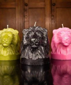 British Colour Standard Lion Head Candle -Jet Black New