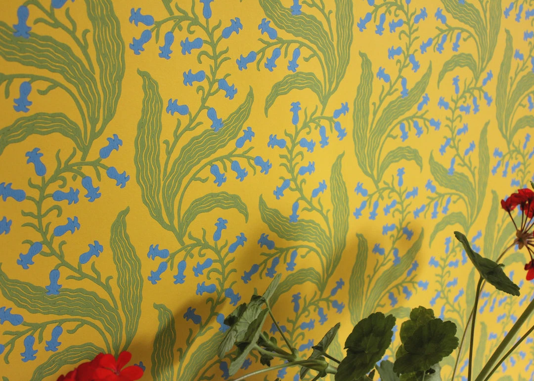 New Ellen Merchant Bluebells Wallpaper In Butter - Folk Couture Block Printed Wallpaper 9 New Ellen Merchant Bluebells Wallpaper In Butter