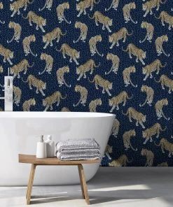 The Graduate Collection Rose & Thorn All Over Leopard Wallpaper Charcoal