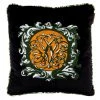 Mind The Gap Ornamental Heraldry Velvet Embroidered Cushion - Les Jardins Royaux Collection 1 Mind The Gap Ornamental Heraldry Velvet / The Manor Linen Embroidered Cushion Les Jardins Royaux