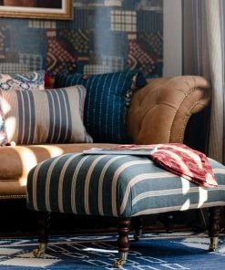 Mind The Gap Woodstock Fabrics, Oregon Stripes Linen Washed Blue