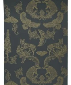 The Graduate Collection Dipped In Moonlight Wallpaper - Metallic Gold & Charcoal