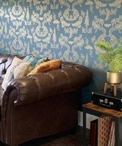 The Graduate Collection Dipped In Moonlight Wallpaper - Metallic Gold & Teal Rose & Thorn