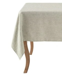 Mind The Gap Twill Stripe Green Table Cloth Les Jardins Royaux