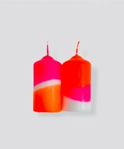 Pink Stories Neon Pillar Candles Pair - Fairytale