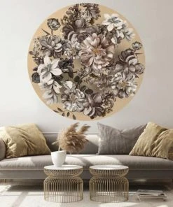 BN Wallpaper & Paint Wallpaper Circles Flowers Taupe Background