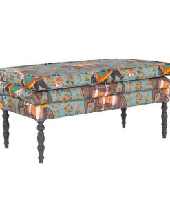 Mind The Gap MTG FURNITURE - EDWARD Ottoman Bench in HINDUSTAN AQUAMARINE LINEN | Bohemian Dream Footstool 8 Mind The Gap MTG FURNITURE - EDWARD Ottoman Bench - HINDUSTAN AQUAMARINE LINEN Bohemian Dream