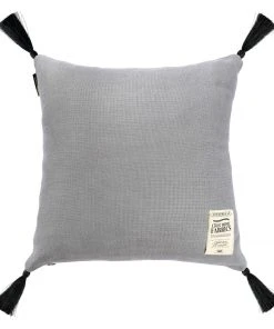 Mind The Gap Frost Grey Linen Cushion