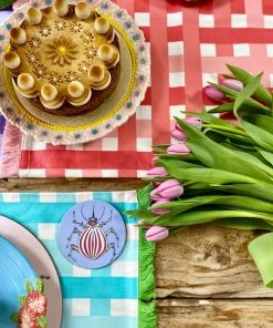 Rice By Rice Gingham Cotton Placemat In Purple & Yellow