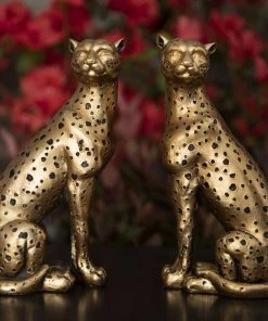 Thedesignyarduk Cheetah Ornaments Pair Havana Tropicana