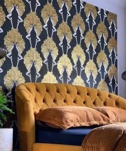 The Graduate Collection New Showgirls Wallpaper Metallic Gold Mustard & Black