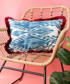 My Doris Sky Blue Aztec Silk Cushion