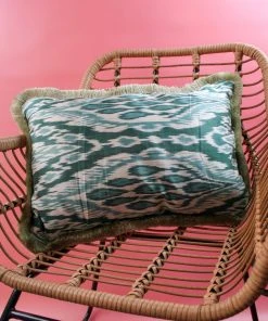 My Doris Forest Green Aztec Silk Cushion