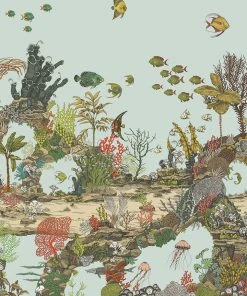 Josephine Munsey Underwater Jungle Wallpaper In Soft Aqua