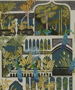 Josephine Munsey Peacock Arches Wallpaper Dark Teal