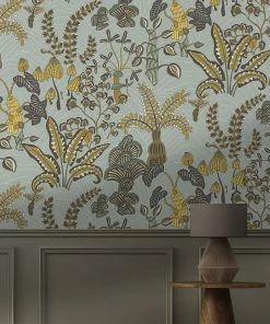 Josephine Munsey Woodland Floor Wallpaper Celadon And Lemon Wallpaper & Paint