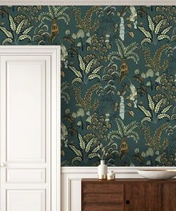 Josephine Munsey Wallpaper & Paint Woodland Floor Wallpaper Petrol And Sage
