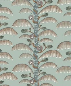 Josephine Munsey Rose & Thorn Palm Stripe Wallpaper In Radmoor Blue